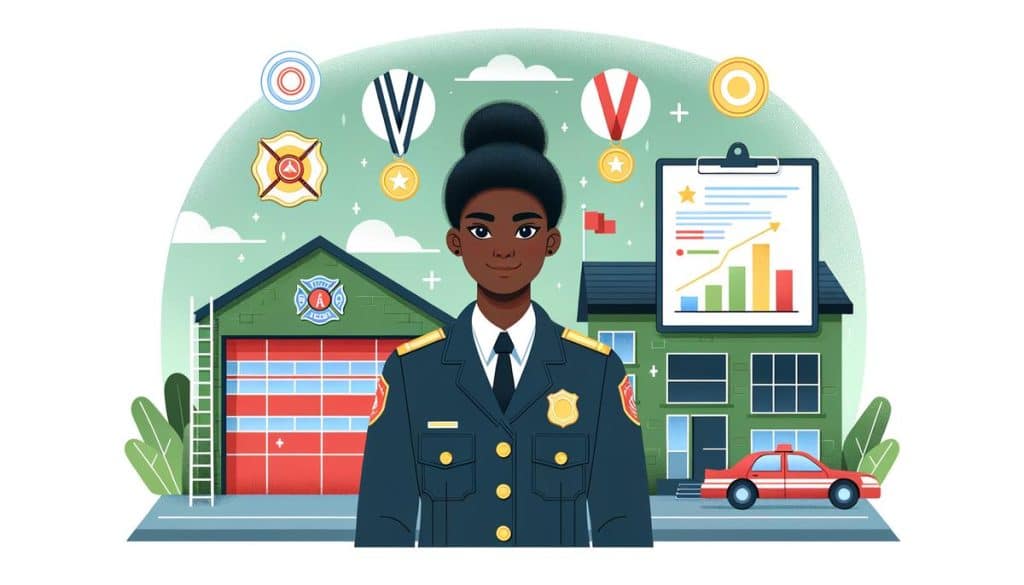 Pompier professionnel en intervention, portant un uniforme, illustrant les différents grades et primes influençant le salaire en 2024.