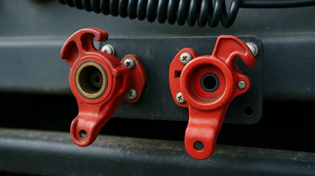 Main rouge sur un poids lourd