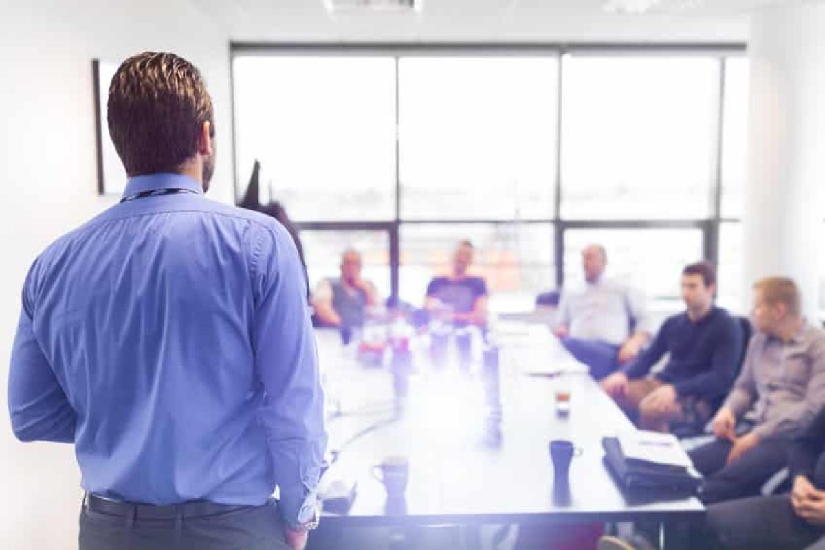 Business presentation on corporate meeting.
